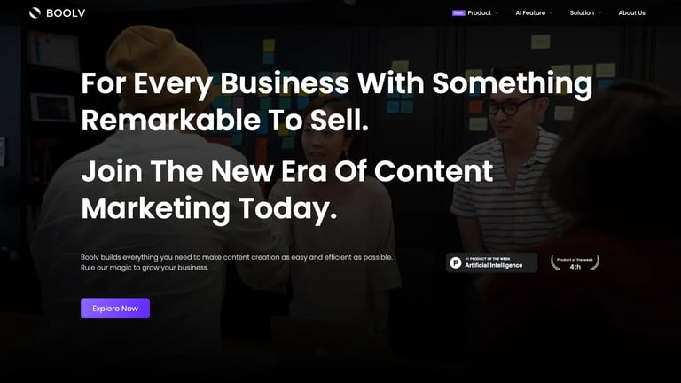 Boolv website homepage screenshot