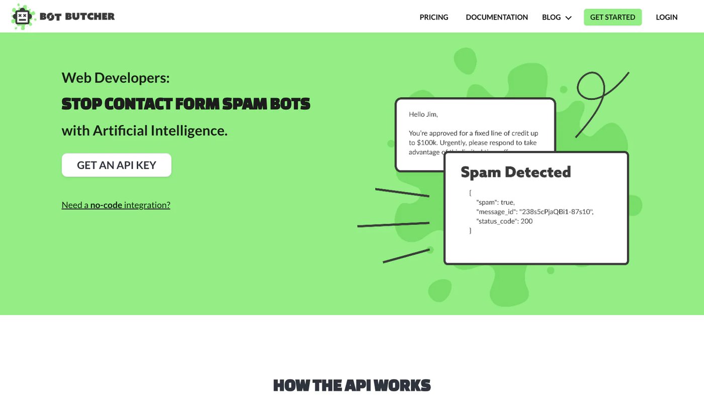 Bot Butcher website homepage screenshot