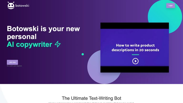 Botowski website homepage screenshot