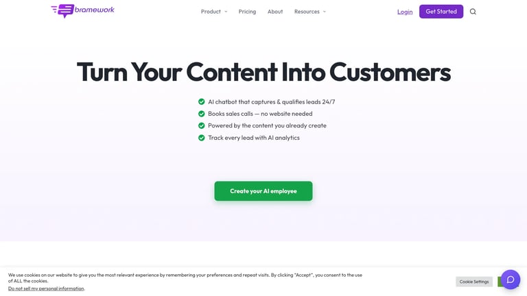 Bramework website homepage screenshot