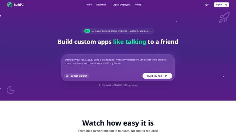 BuildAI website homepage screenshot