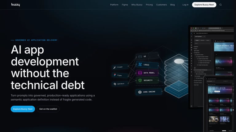 Buzzy website homepage screenshot
