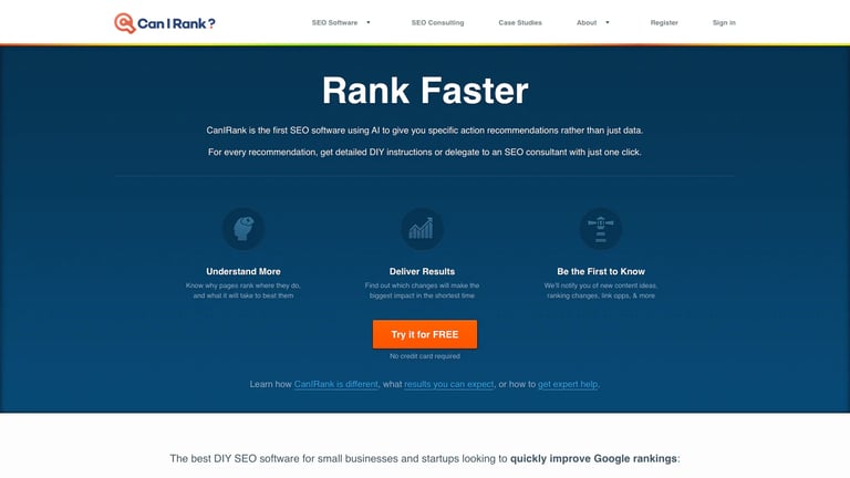 CanIRank website homepage screenshot