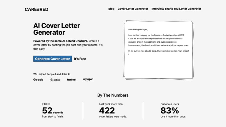 Careered.ai website homepage screenshot