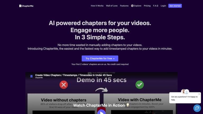 ChapterMe website homepage screenshot