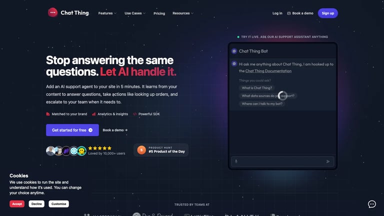 Chat Thing website homepage screenshot