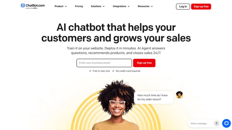 ChatBot website homepage screenshot
