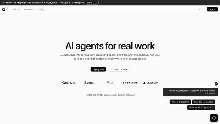 ChatBotKit website homepage screenshot