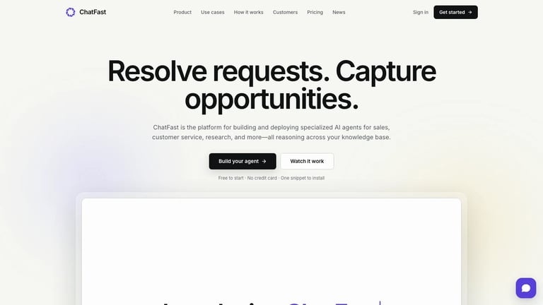 ChatFast website homepage screenshot