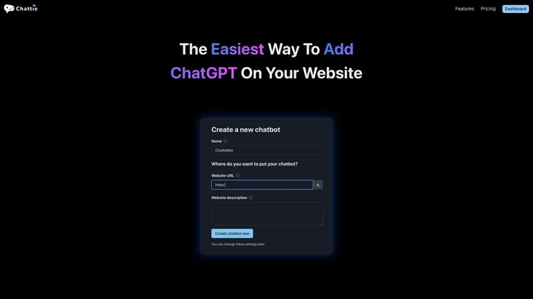 Chattie website homepage screenshot