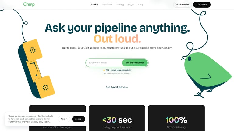 Chirp website homepage screenshot