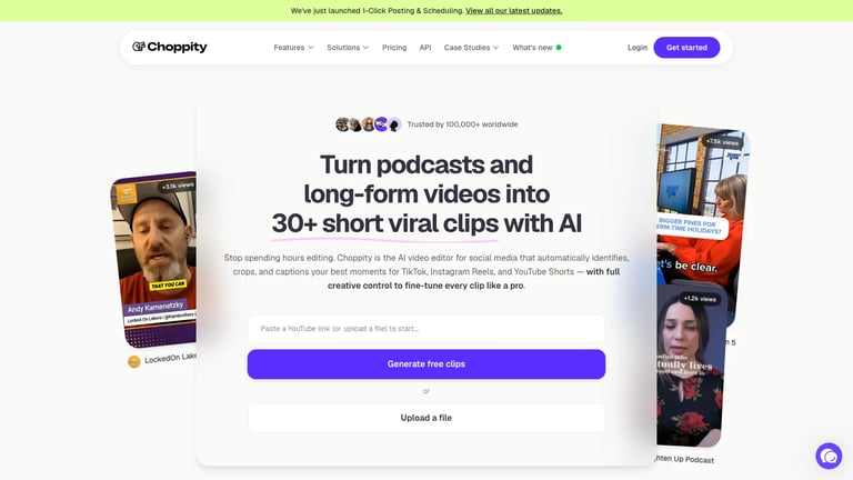 Choppity website homepage screenshot