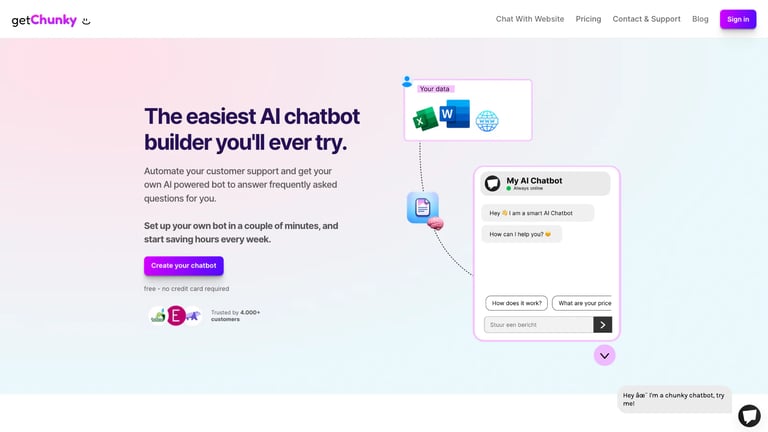 Chunky website homepage screenshot