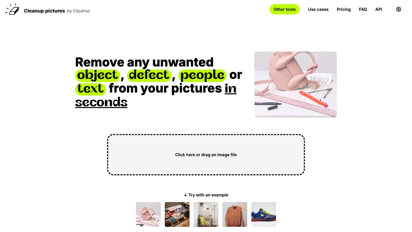 Cleanup.pictures website homepage screenshot