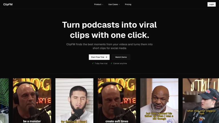 ClipFM website homepage screenshot