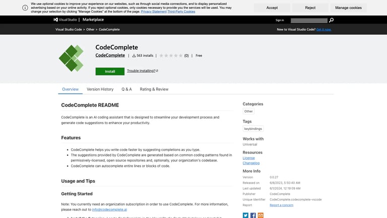 CodeComplete website homepage screenshot