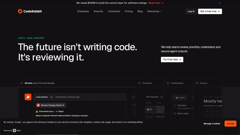 CodeRabbit website homepage screenshot