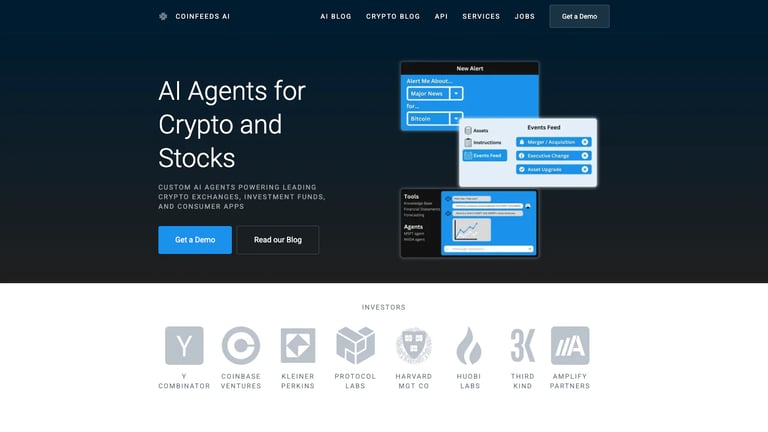 Coinfeeds AI website homepage screenshot