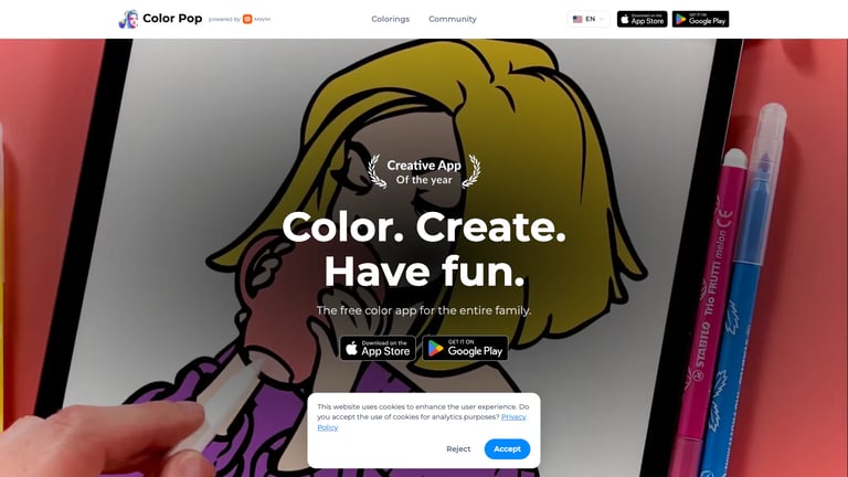 Color Pop website homepage screenshot