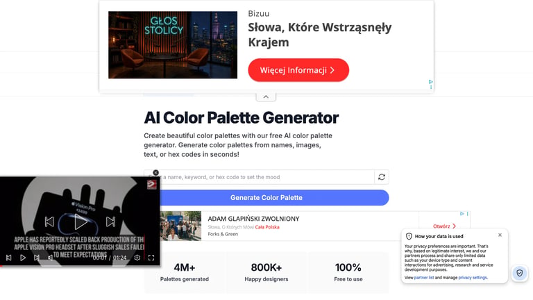 ColorMagic website homepage screenshot