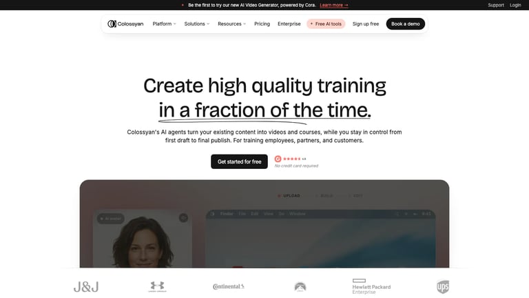 Colossyan website homepage screenshot