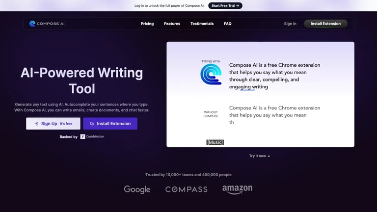 Compose AI website homepage screenshot