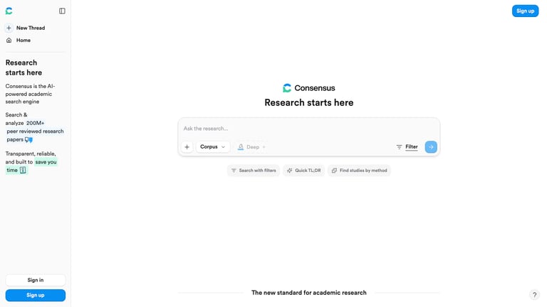 Consensus website homepage screenshot