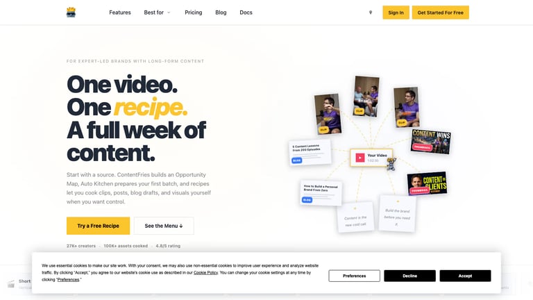 ContentFries website homepage screenshot