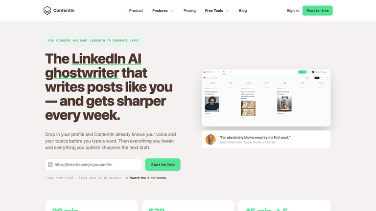 ContentIn website homepage screenshot