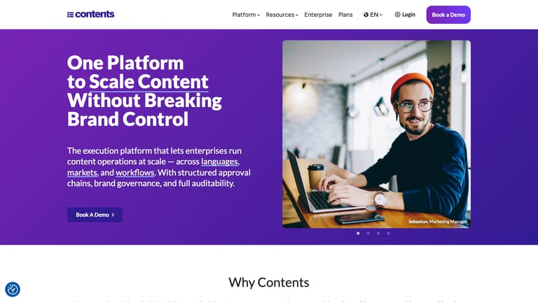 Contents website homepage screenshot