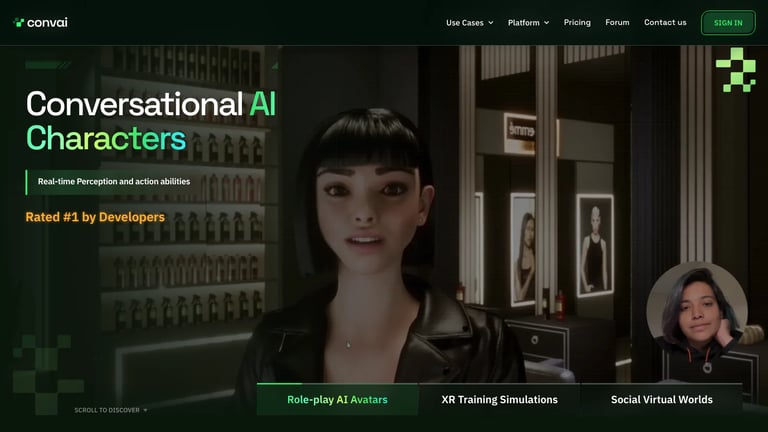 Convai website homepage screenshot