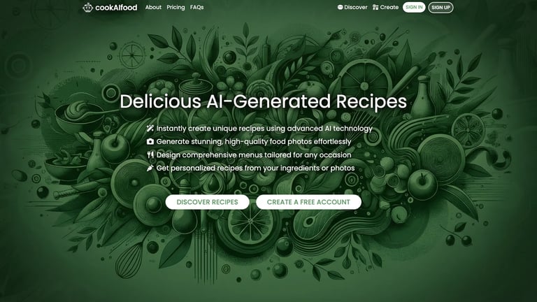 cookAIfood website homepage screenshot