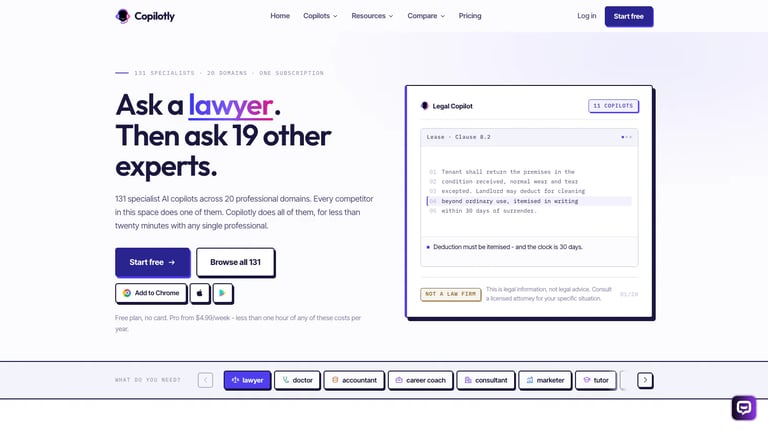 Copilotly website homepage screenshot