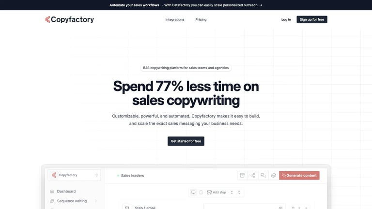 Copyfactory website homepage screenshot