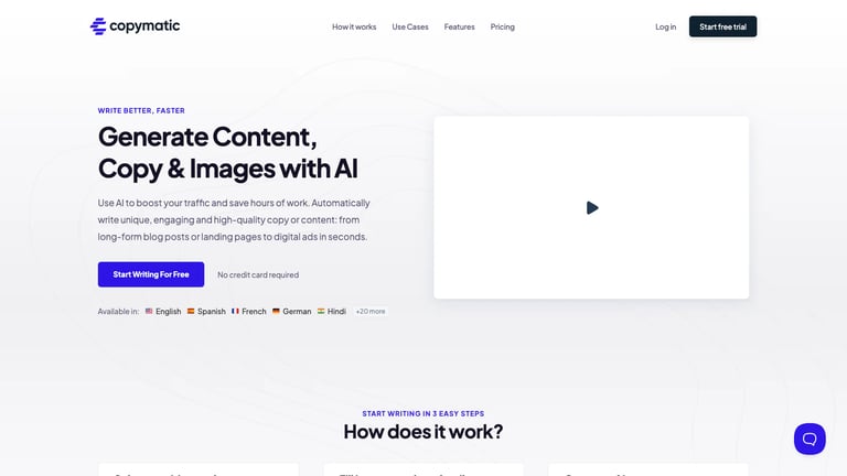 Copymatic website homepage screenshot