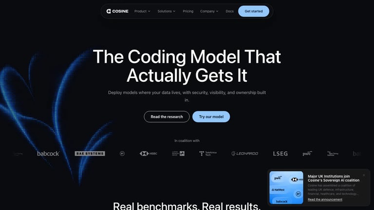 Cosine website homepage screenshot