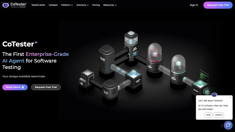 CoTester website homepage screenshot