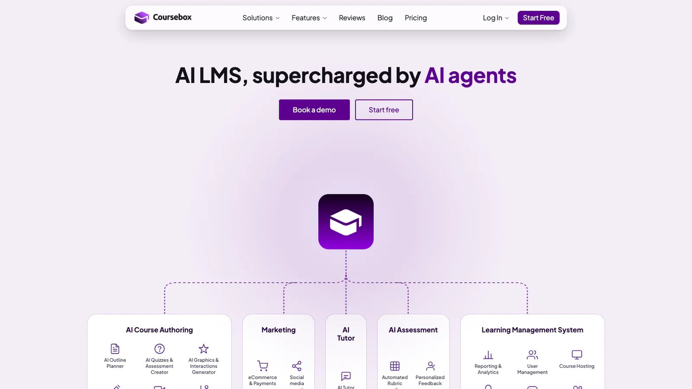 Coursebox AI LMS website homepage screenshot