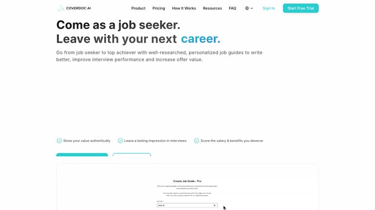 CoverDoc website homepage screenshot