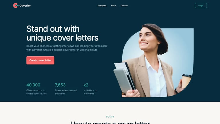 Coverler website homepage screenshot