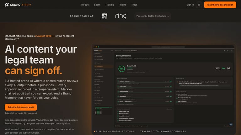 CrawlQ Studio website homepage screenshot