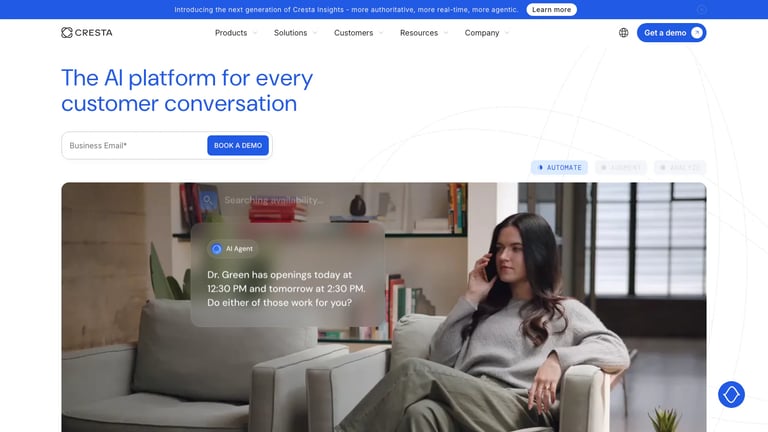 Cresta website homepage screenshot