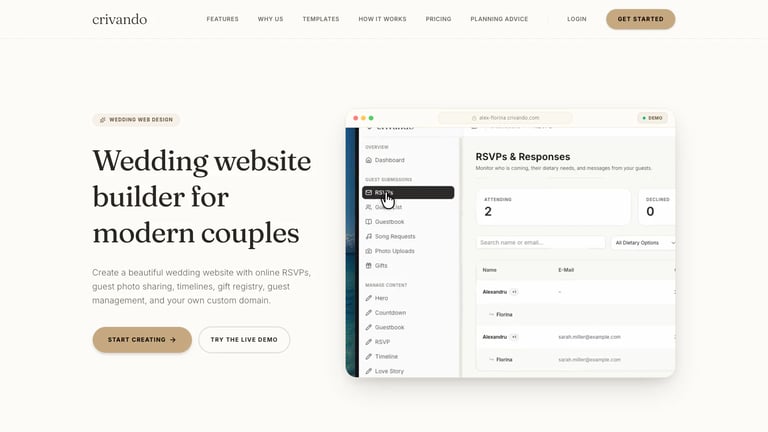 Crivando website homepage screenshot