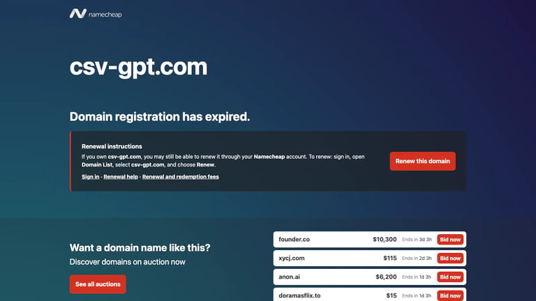 CSV-GPT website homepage screenshot