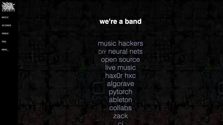 Dadabots website homepage screenshot