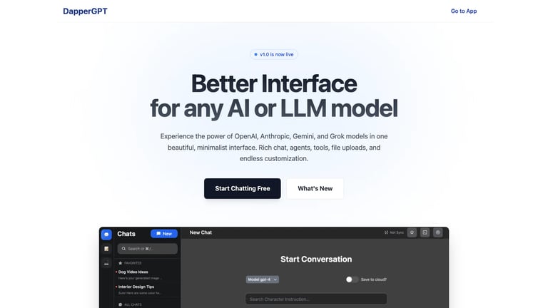 DapperGPT website homepage screenshot