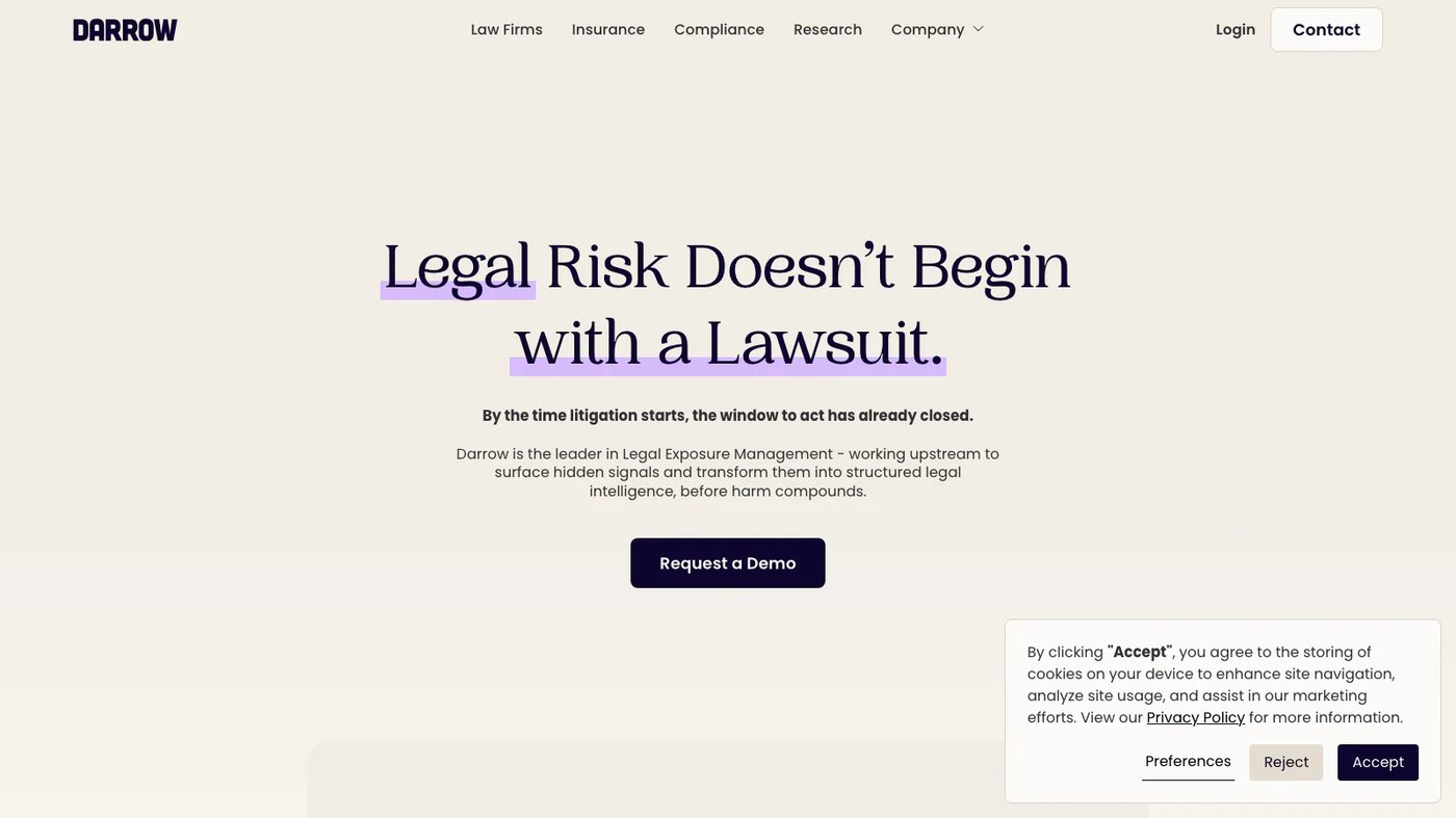Darrow website homepage screenshot