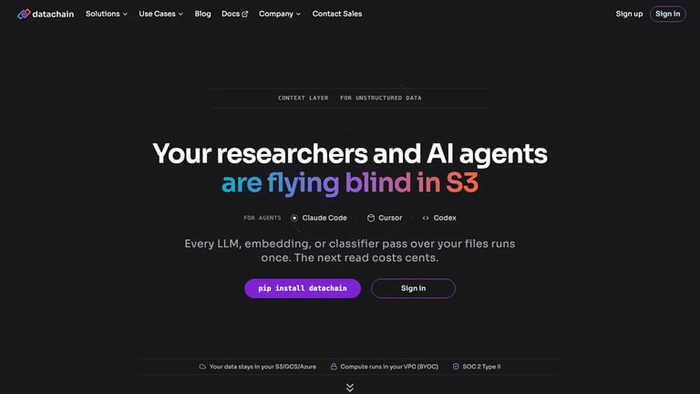 DataChain website homepage screenshot