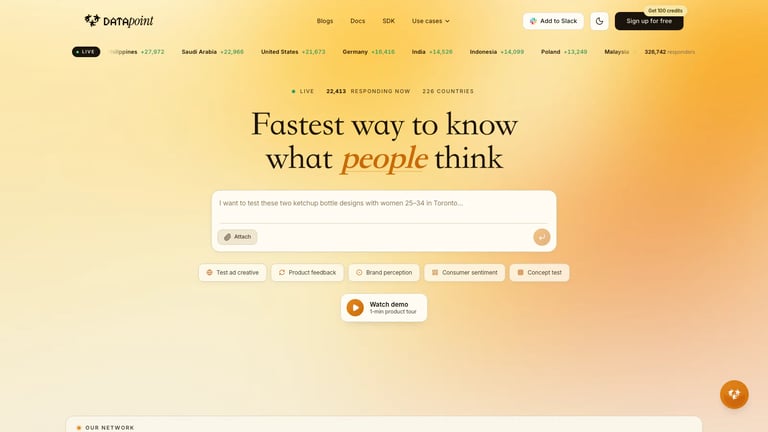Datapoint website homepage screenshot