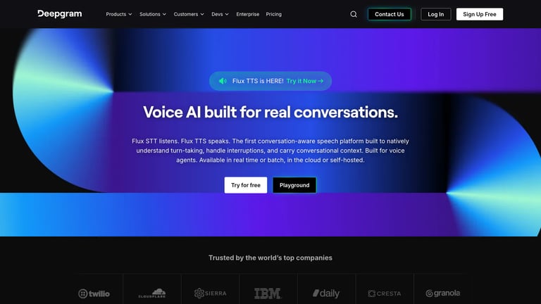 Deepgram website homepage screenshot